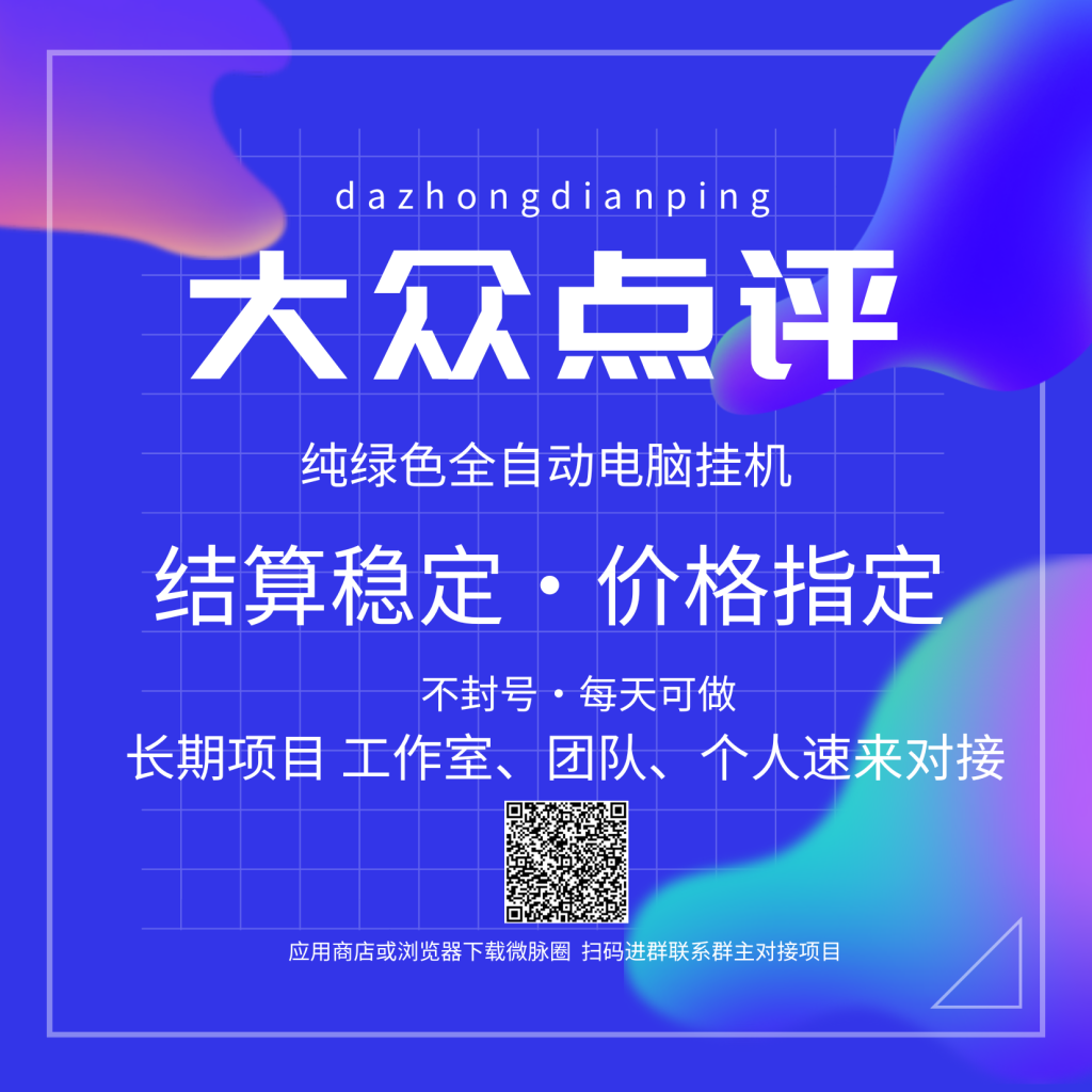 大众点评全自动电脑挂机，单机一个小时30元左右-317首码网