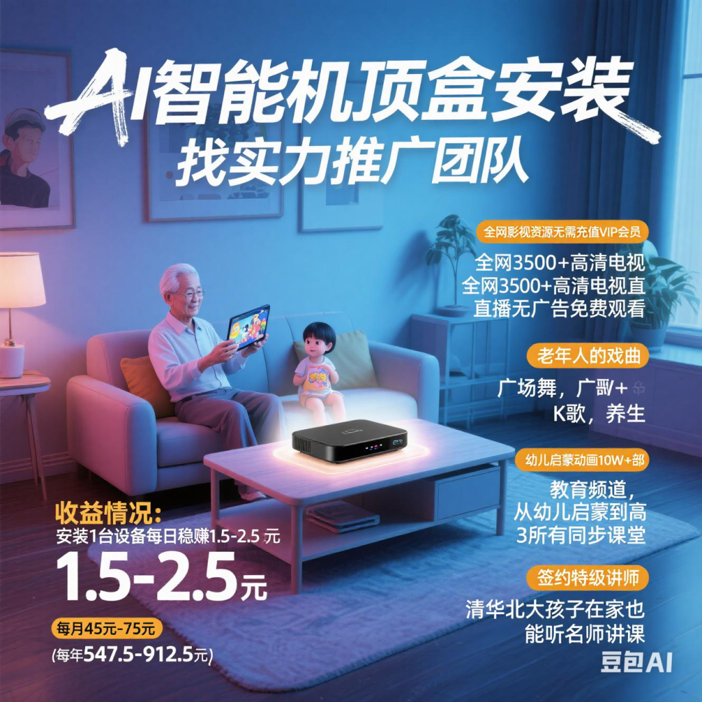 寻找敢为先锋的创富伙伴！AI智能机顶盒邀您共享万亿视听蓝海-317首码网