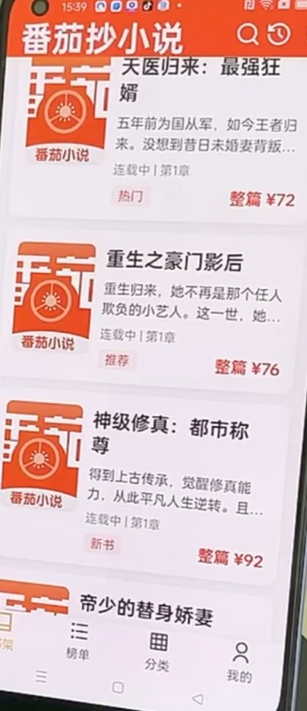 番茄小说整片72~92元，-317首码网